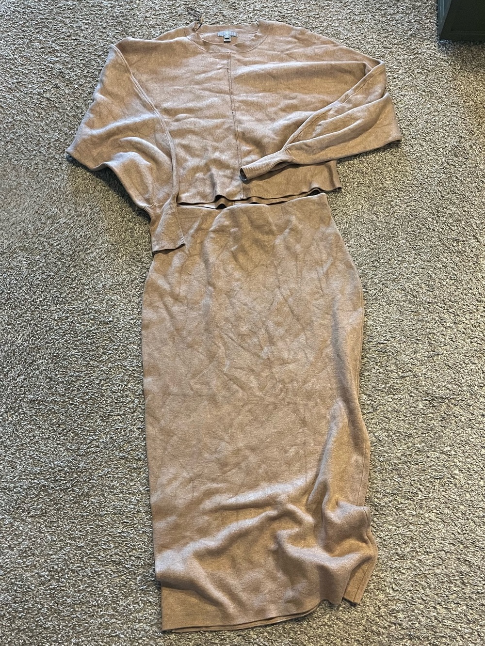 RW and Co Brown Midi skirt and sweater